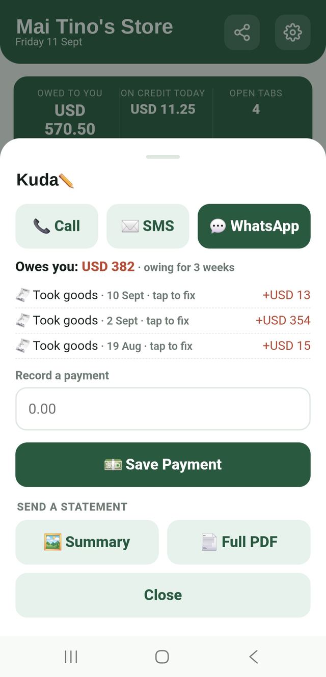 Customer tab detail